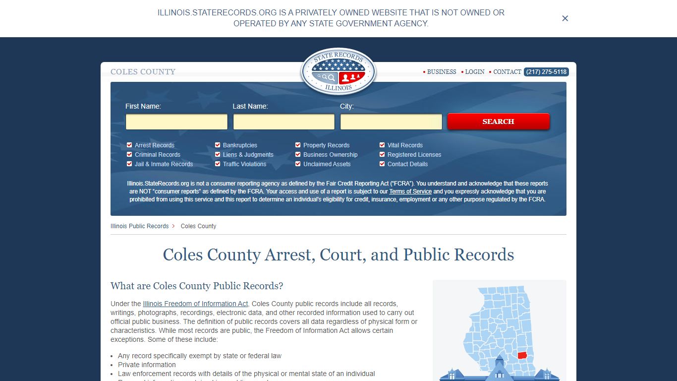 Coles County Arrest, Court, and Public Records