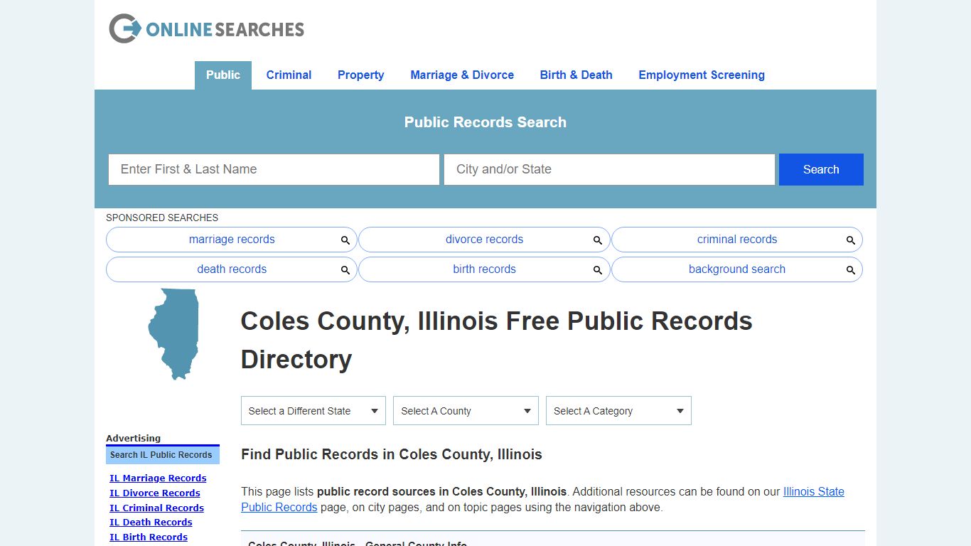 Coles County, Illinois Public Records Directory