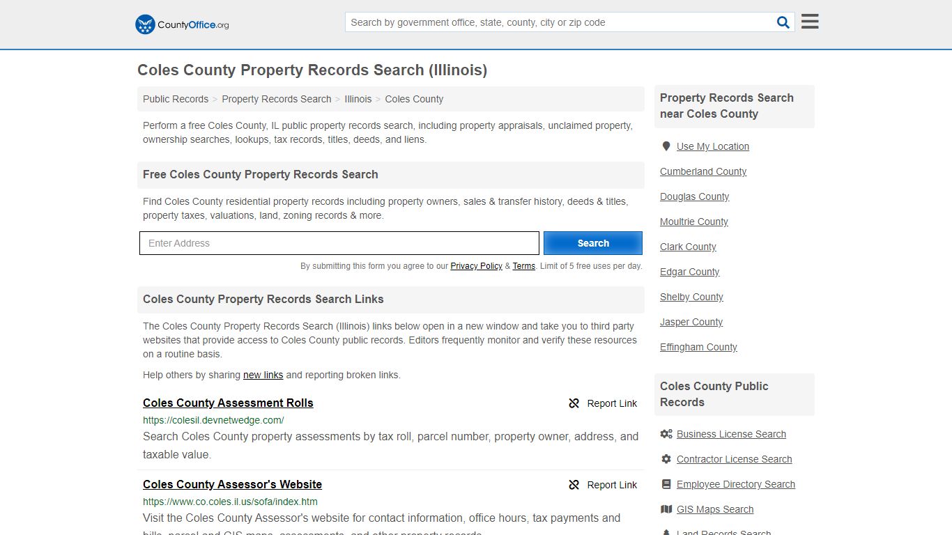 Property Records Search - Coles County, IL (Assessments ...