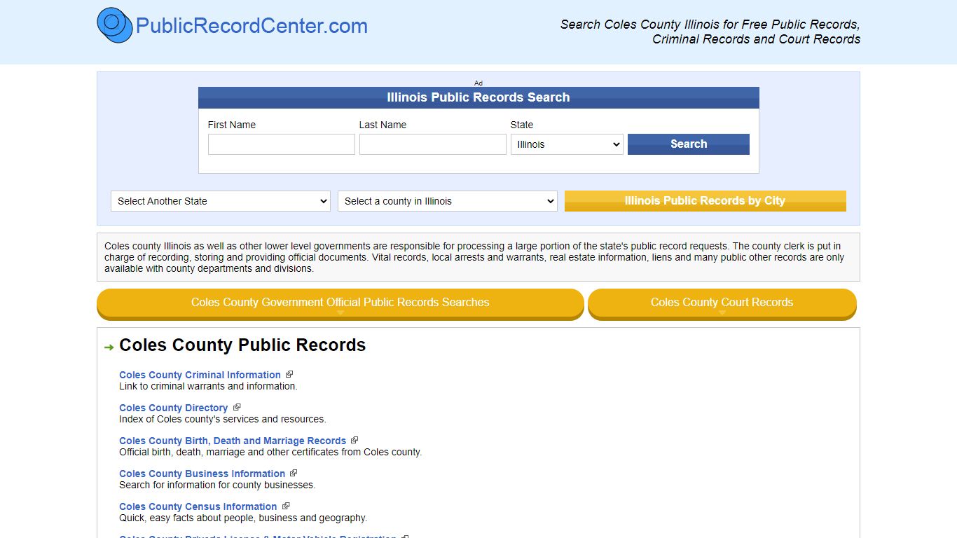 Coles County Illinois Free Public Records - Court Records ...