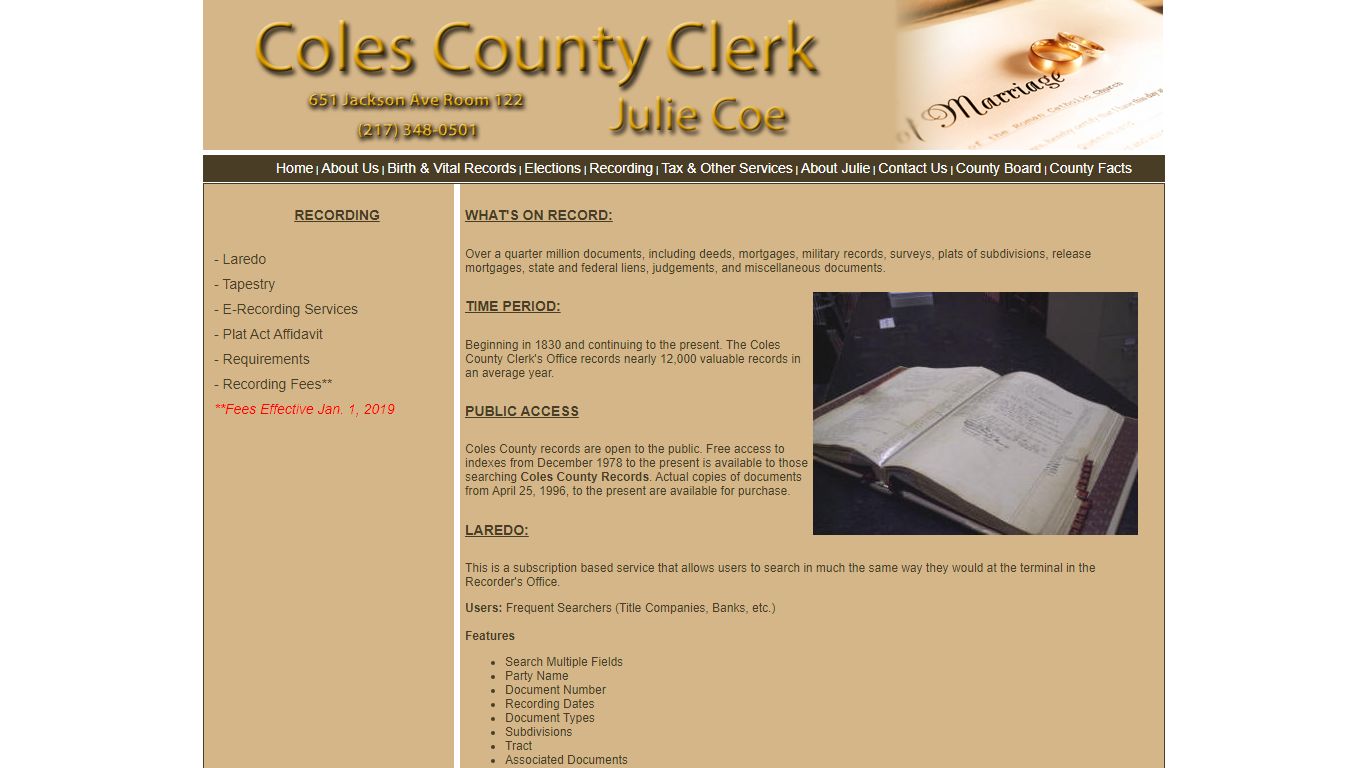 Recording - Coles County, Illinois